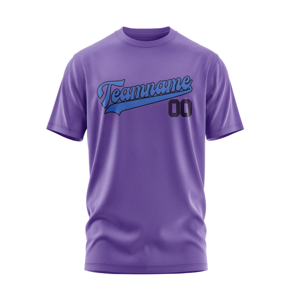 Custom Light Purple Sky Blue T-Shirt