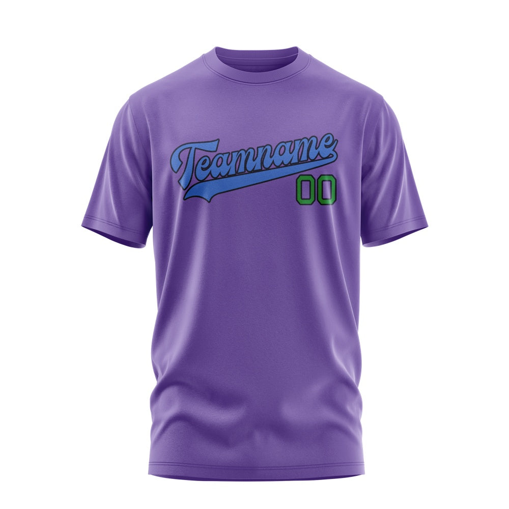 Custom Light Purple Sky Blue T-Shirt