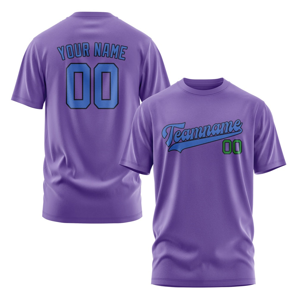 Custom Light Purple Sky Blue T-Shirt