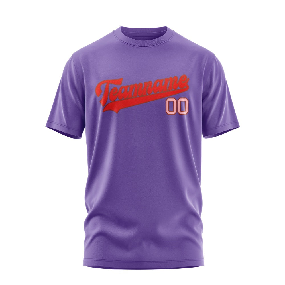 Custom Light Purple Orange Red T-Shirt