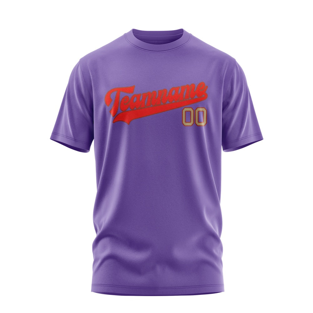 Custom Light Purple Orange Red T-Shirt