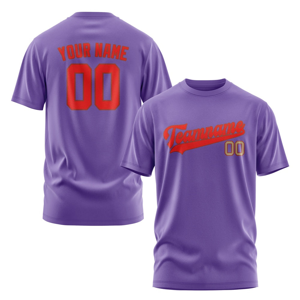 Custom Light Purple Orange Red T-Shirt