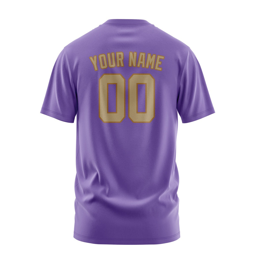 Custom Light Purple Light Khaki T-Shirt