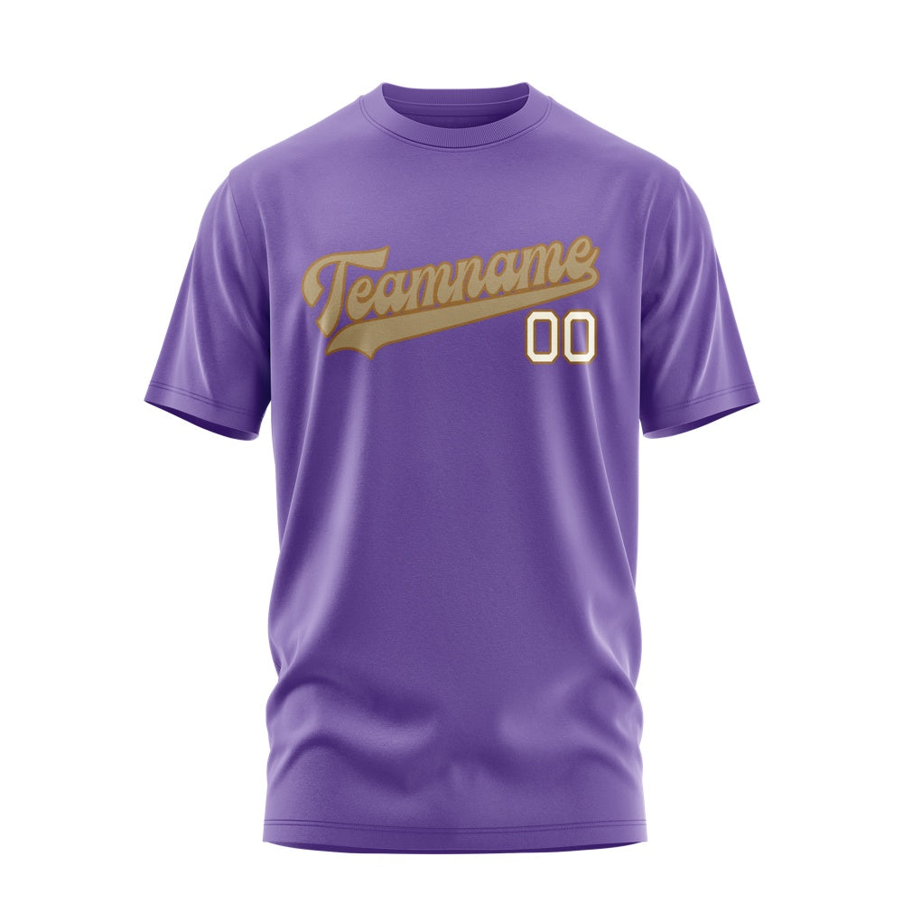 Custom Light Purple Light Khaki T-Shirt