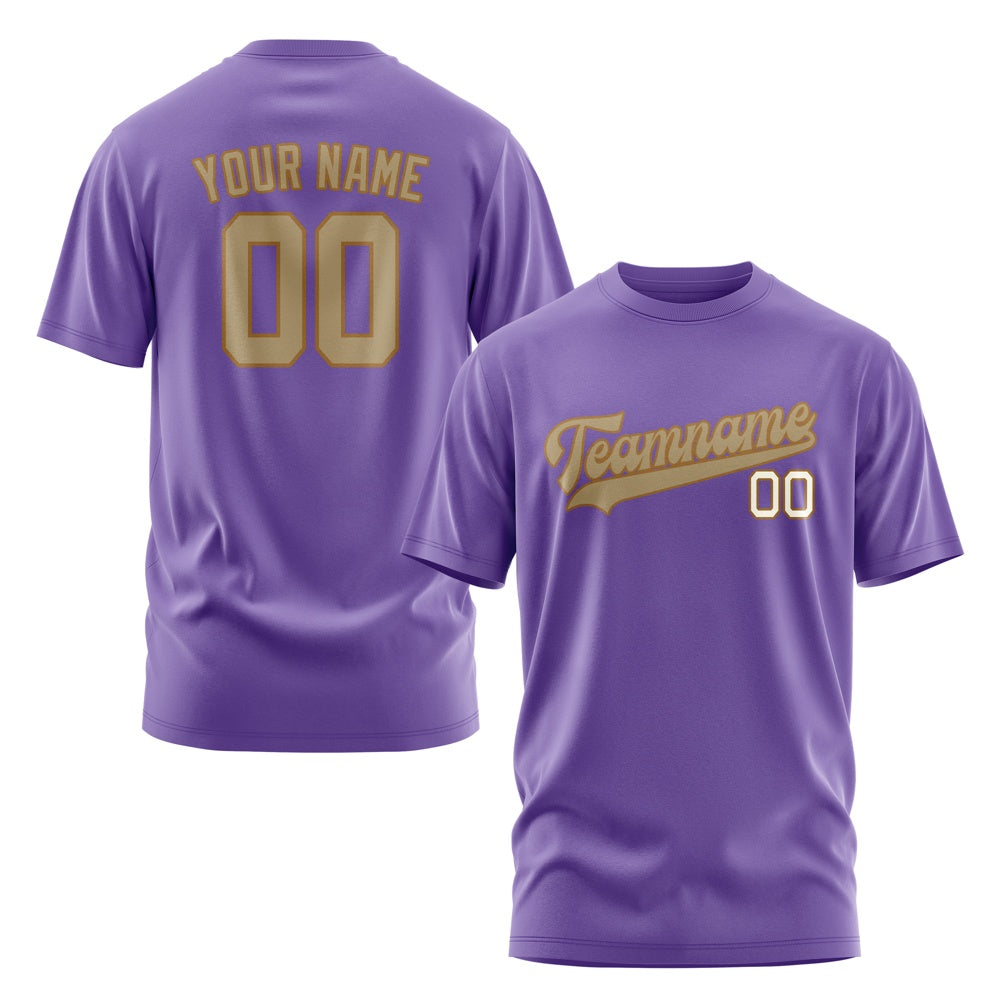 Custom Light Purple Light Khaki T-Shirt