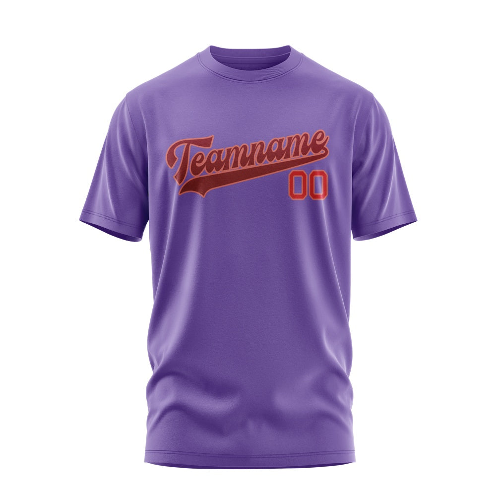 Custom Light Purple Crimson Red T-Shirt
