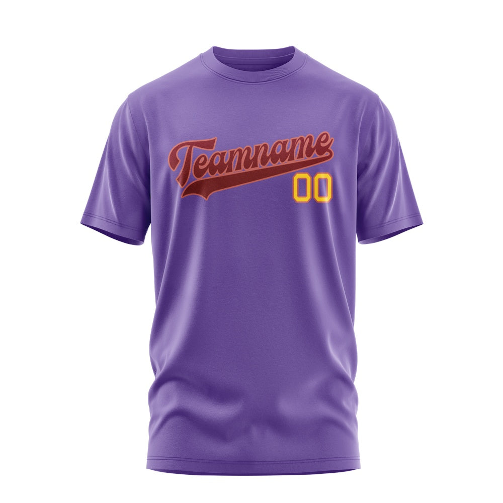 Custom Light Purple Crimson Red T-Shirt