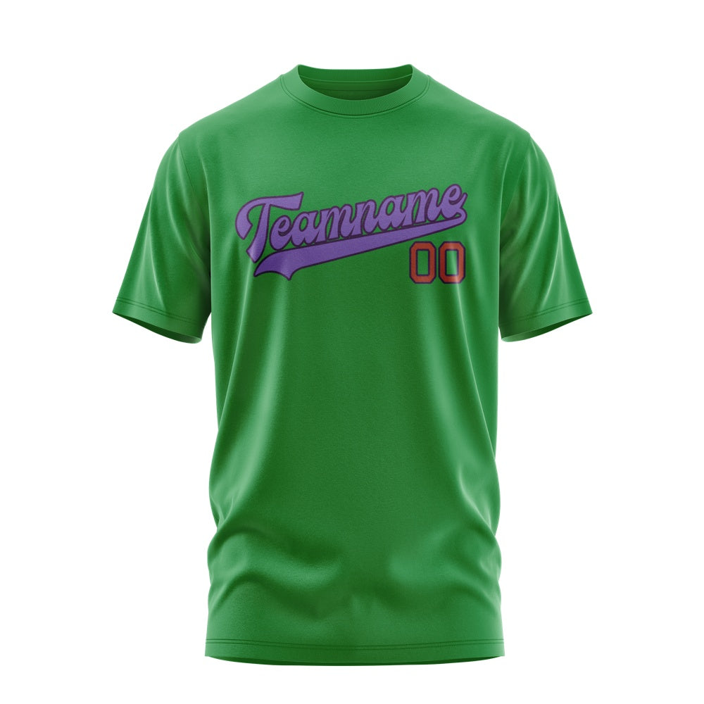 Custom Emerald Green Light Purple T-Shirt