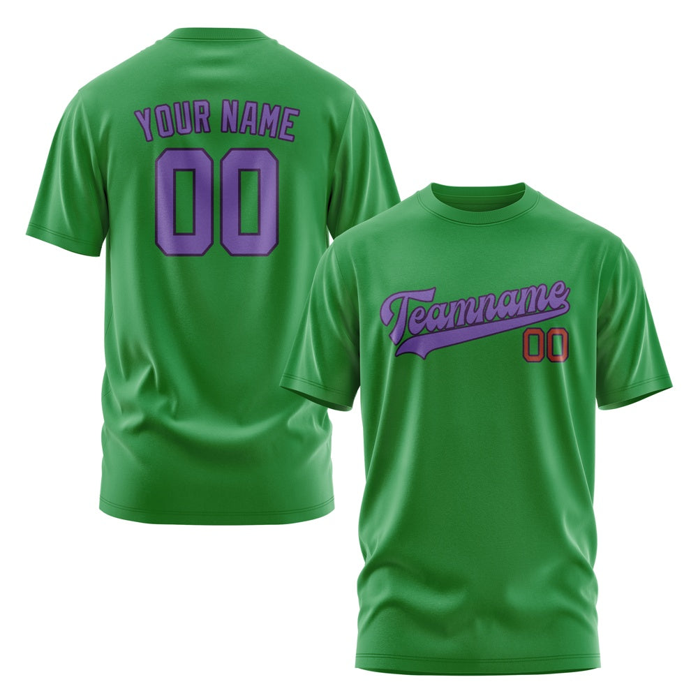 Custom Emerald Green Light Purple T-Shirt