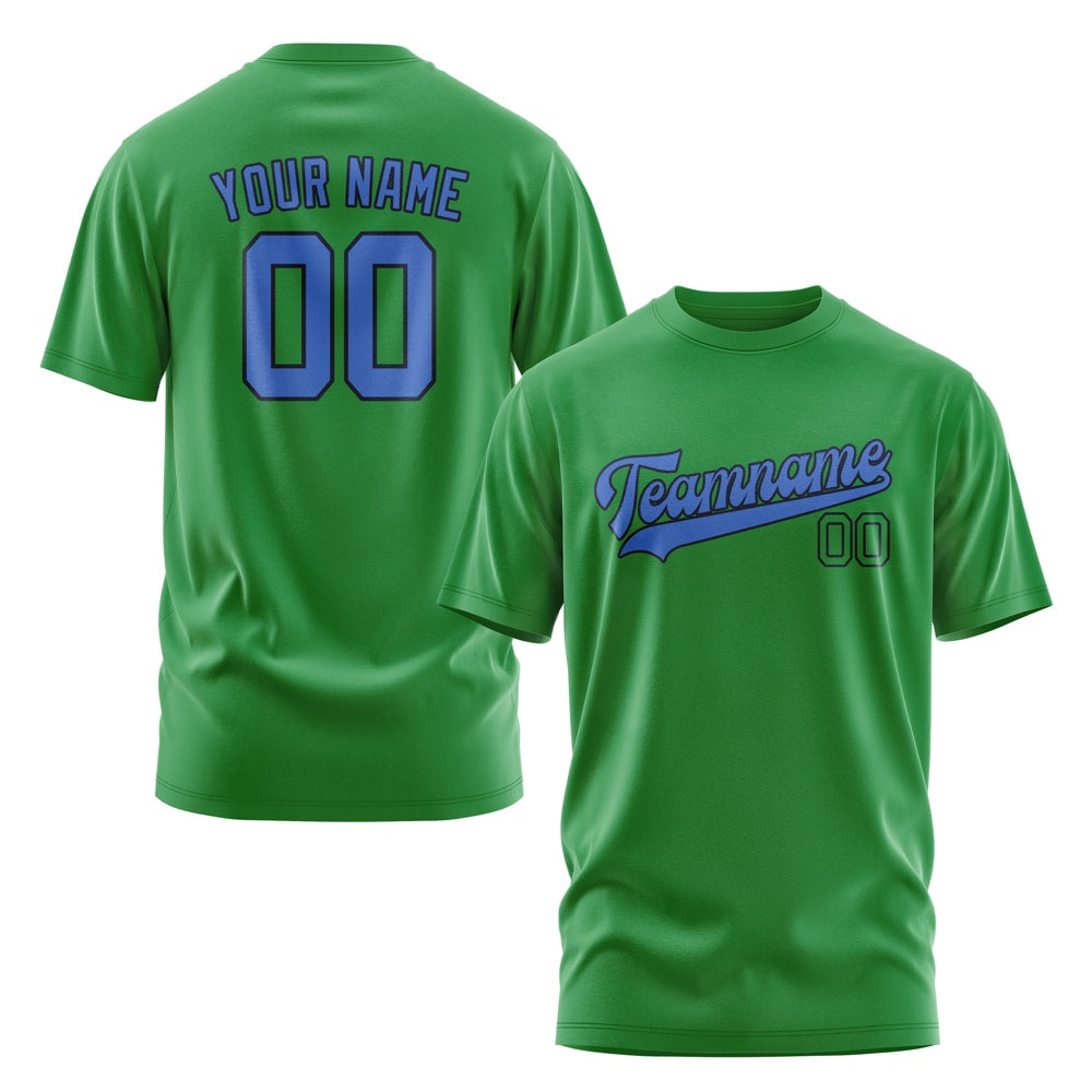 Custom Emerald Green Sky Blue T-Shirt