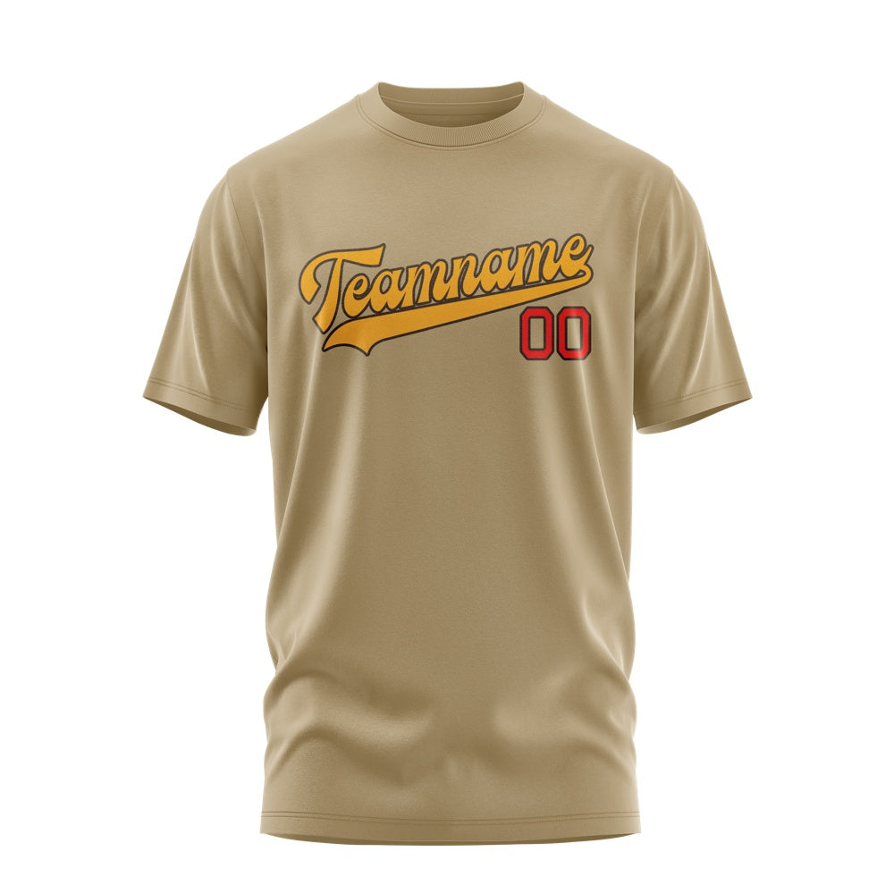 Custom Light Khaki Yellow T-Shirt