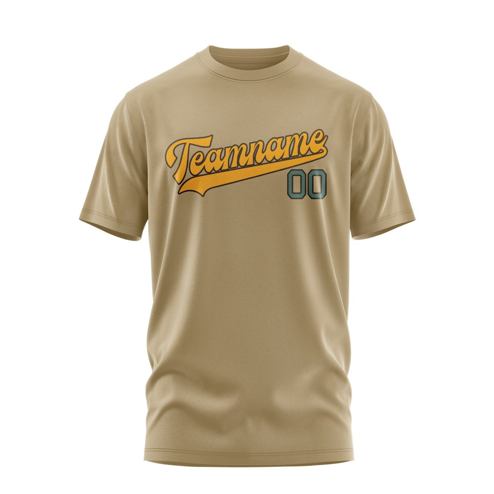 Custom Light Khaki Yellow T-Shirt