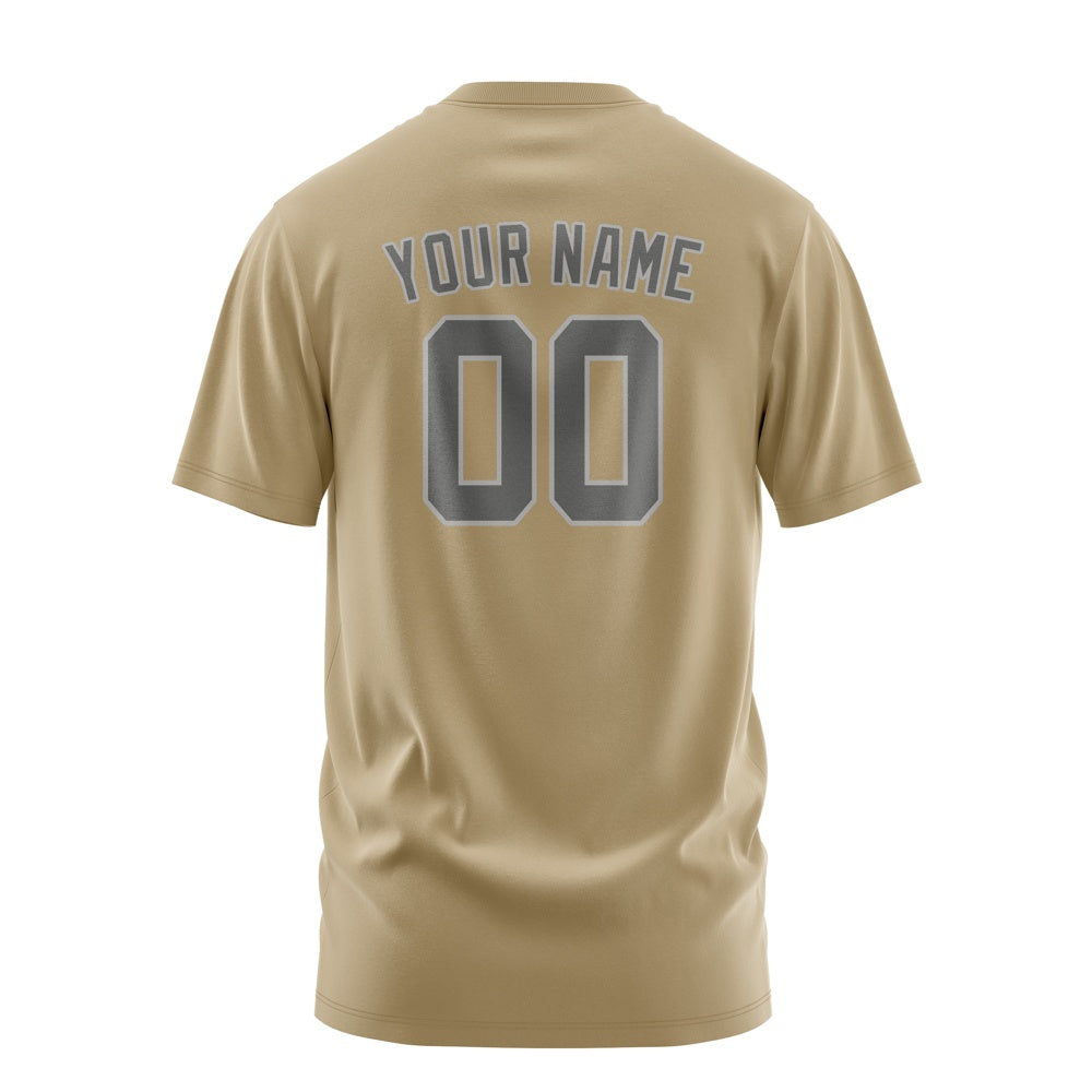 Custom Light Khaki Dark Grey T-Shirt