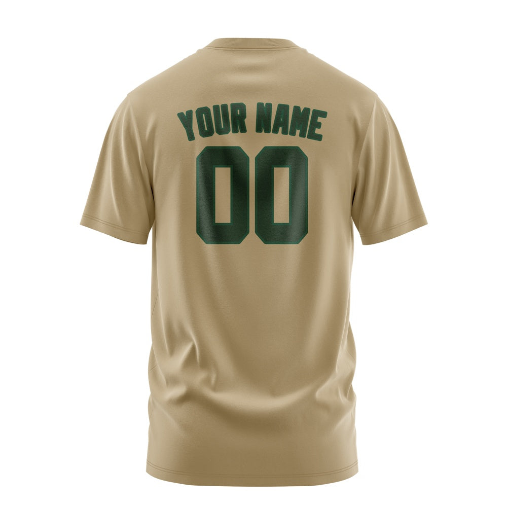 Custom Light Khaki Dark Green T-Shirt