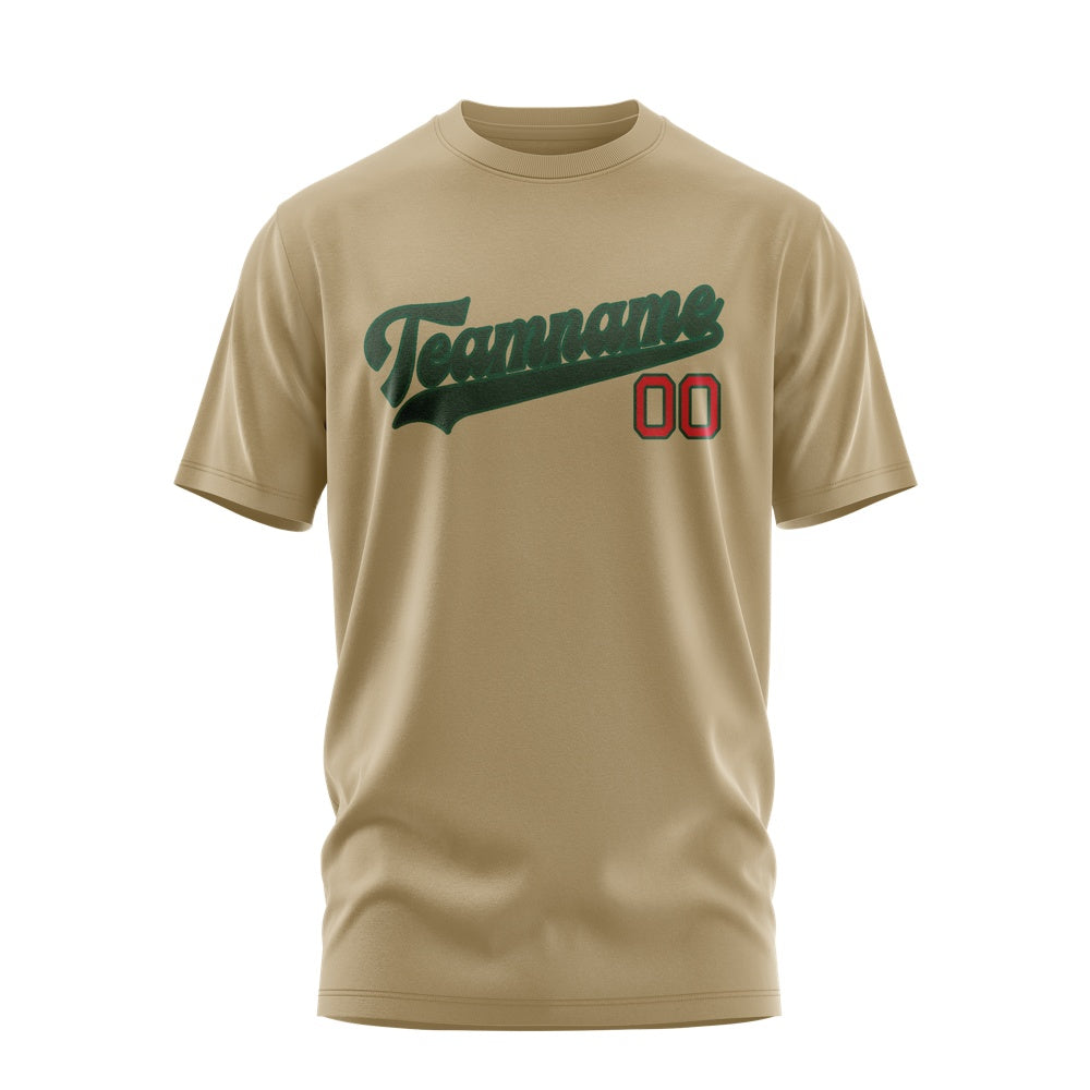 Custom Light Khaki Dark Green T-Shirt