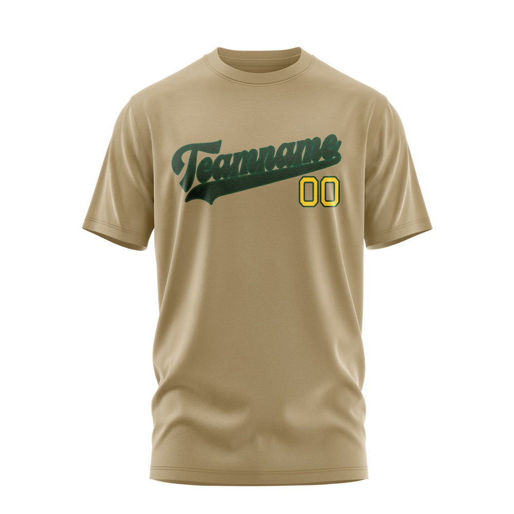 Custom Light Khaki Dark Green T-Shirt