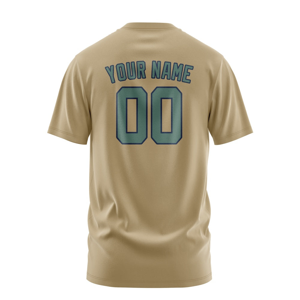 Custom Light Khaki Blue Green T-Shirt