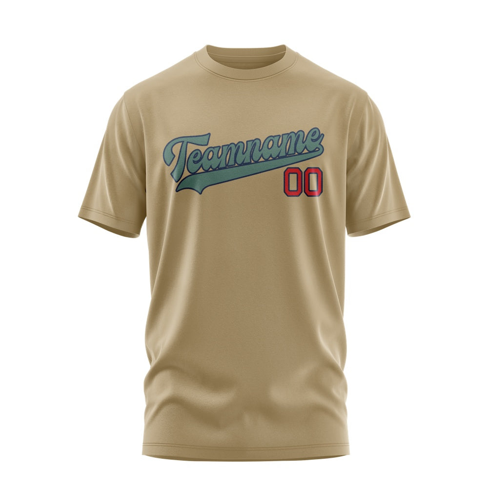 Custom Light Khaki Blue Green T-Shirt