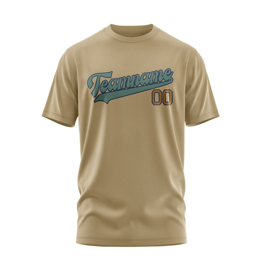 Custom Light Khaki Blue Green T-Shirt