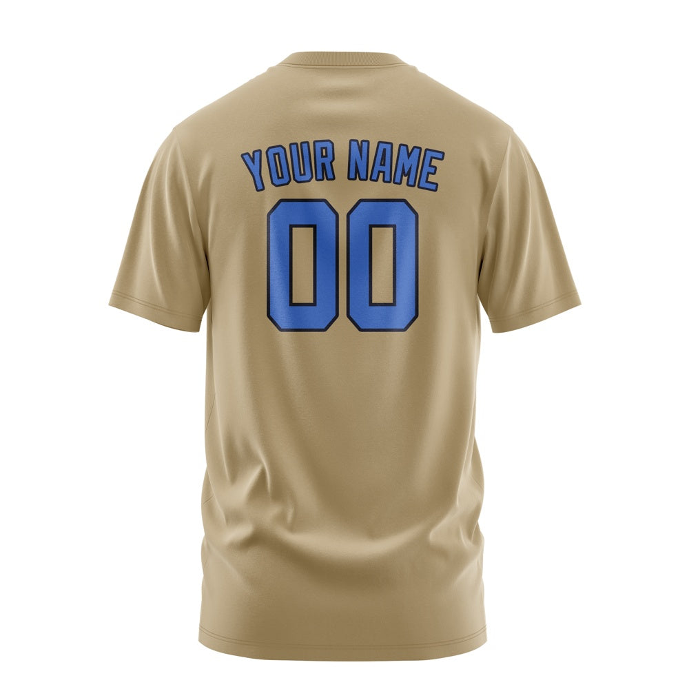 Custom Light Khaki Sky Blue T-Shirt