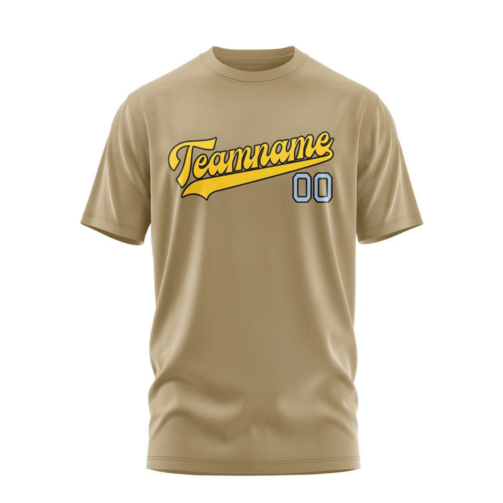 Custom Light Khaki Gold T-Shirt