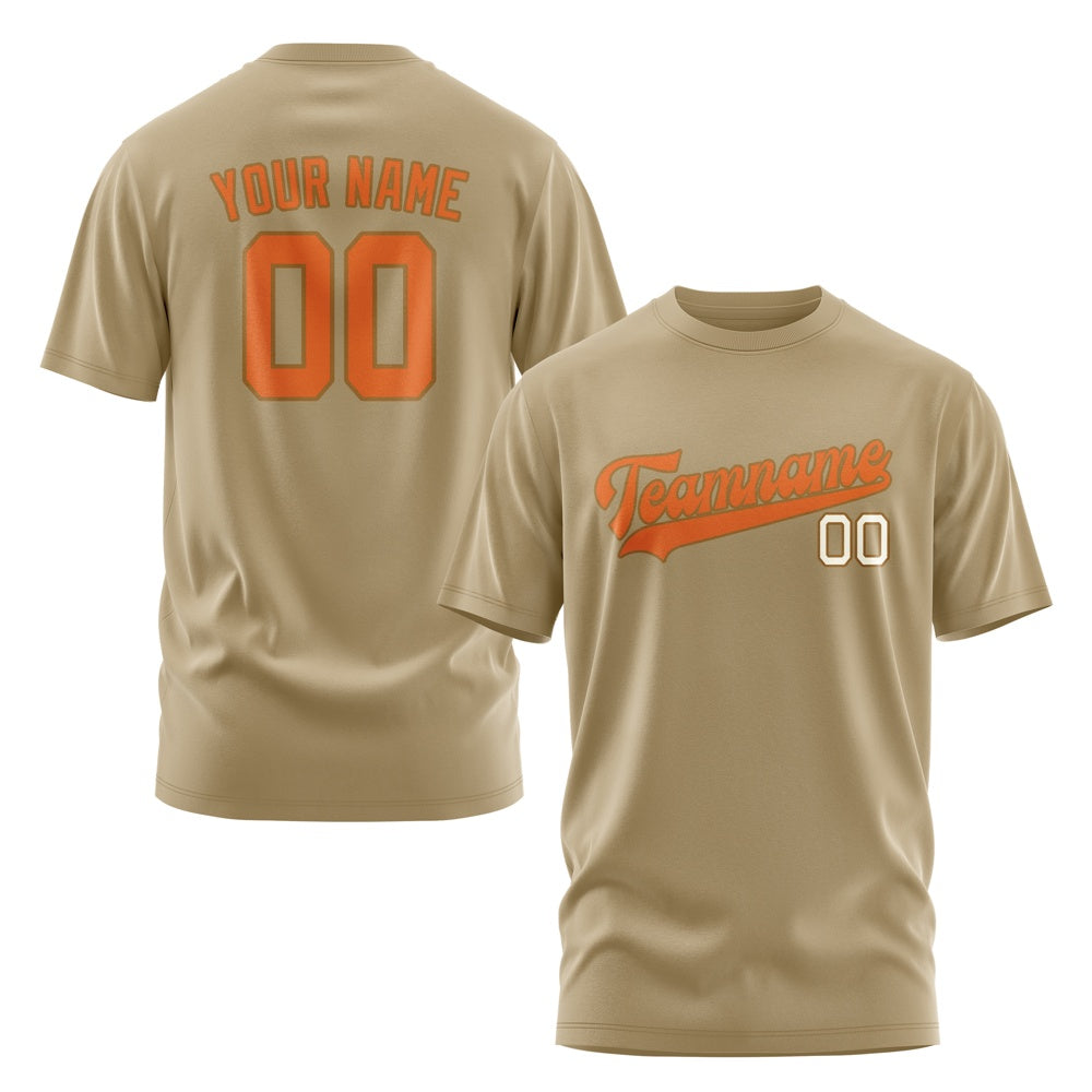 Custom Light Khaki Orange T-Shirt