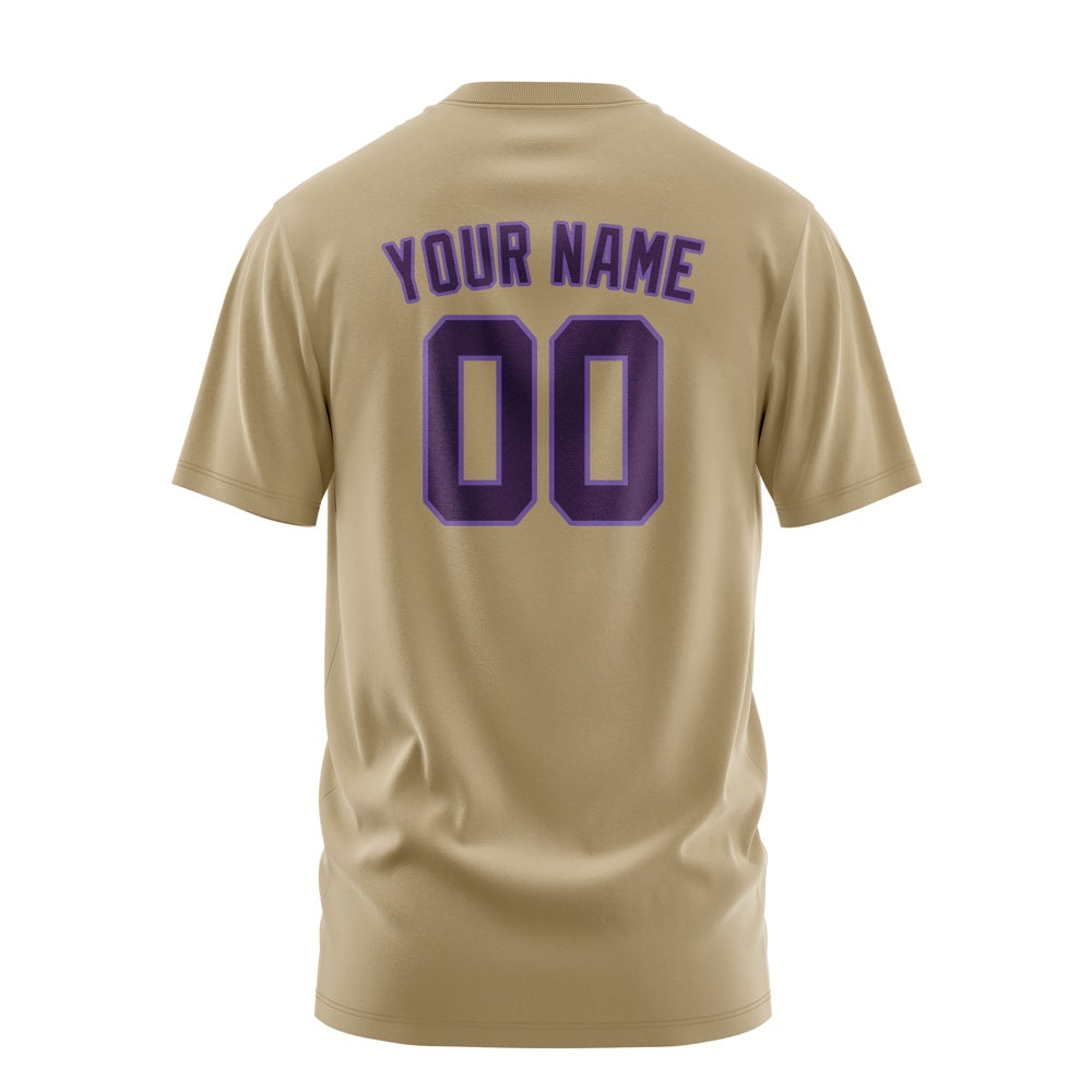 Custom Light Khaki Purple T-Shirt