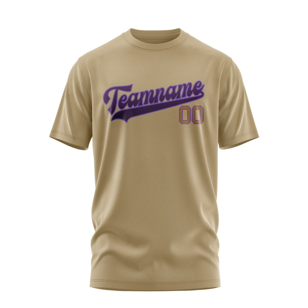 Custom Light Khaki Purple T-Shirt
