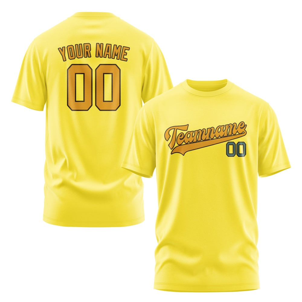Custom Light Yellow Yellow T-Shirt