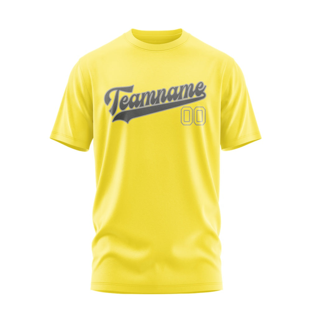 Custom Light Yellow Dark Grey T-Shirt