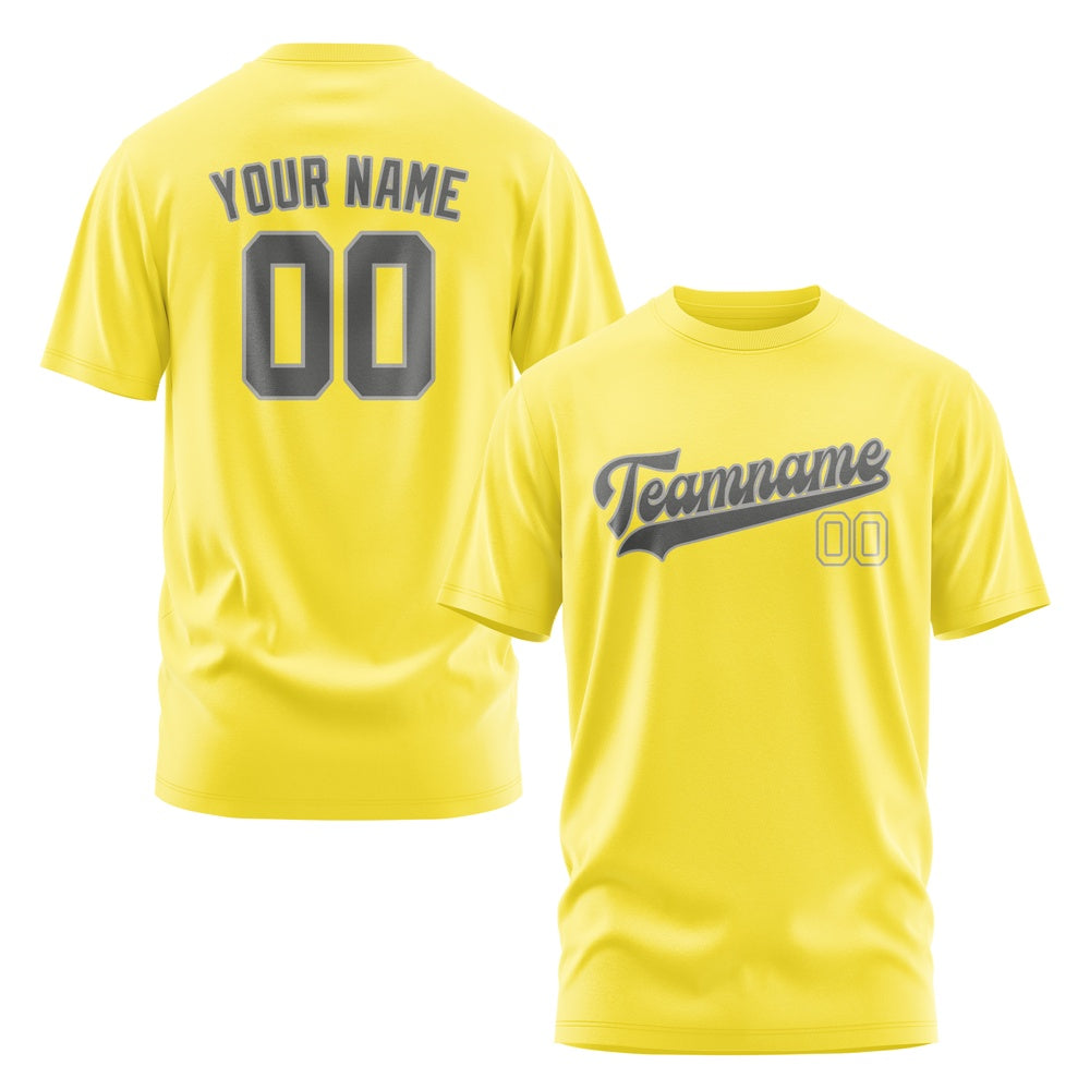 Custom Light Yellow Dark Grey T-Shirt