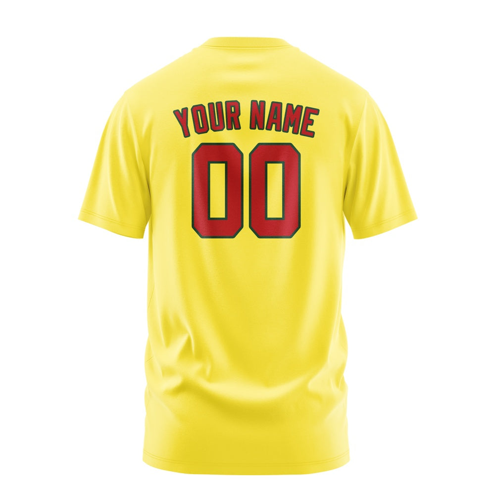 Custom Light Yellow Red T-Shirt