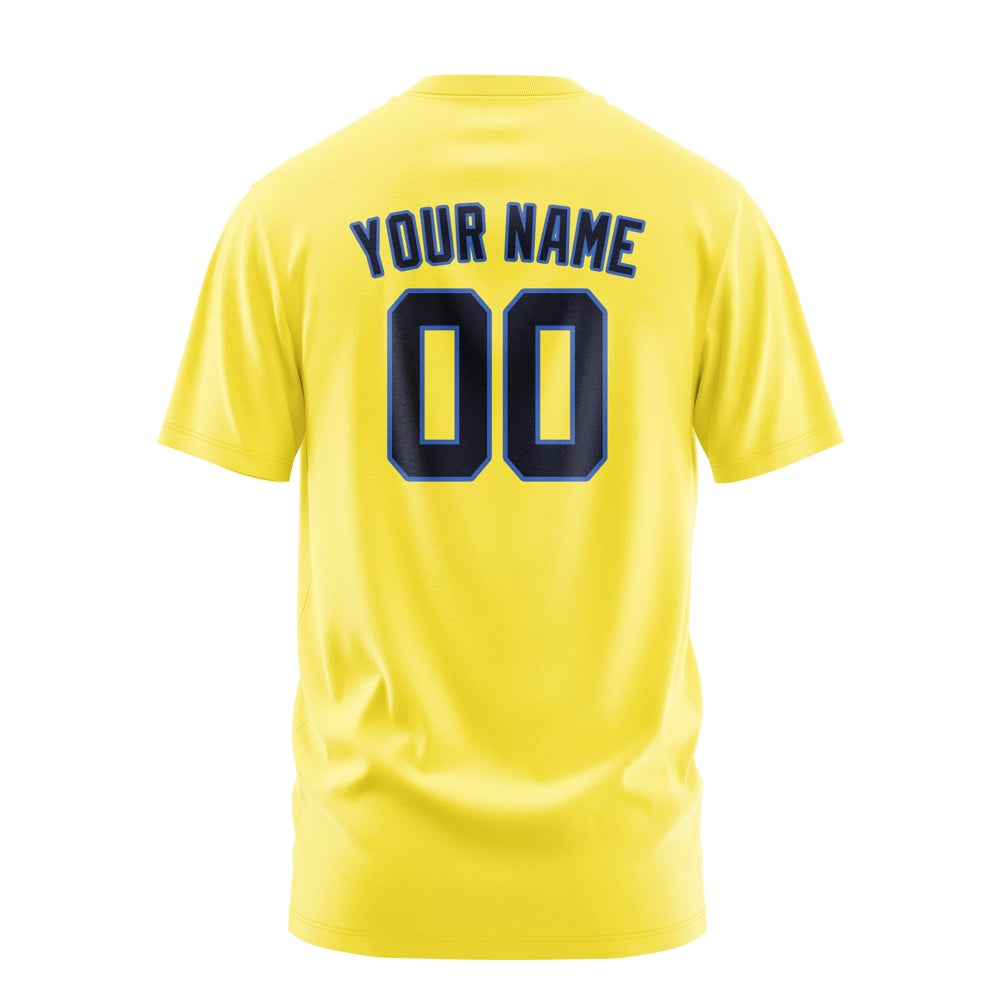 Custom Light Yellow Navy T-Shirt