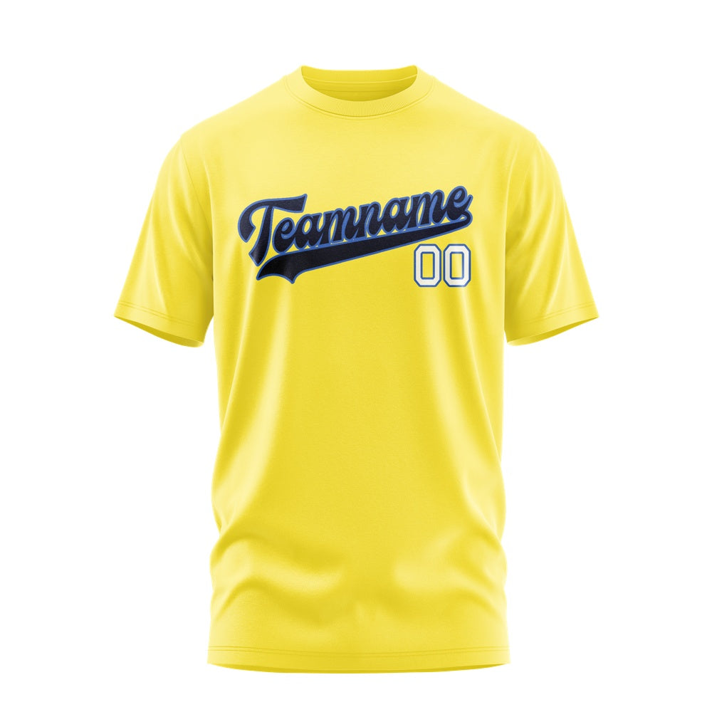 Custom Light Yellow Navy T-Shirt