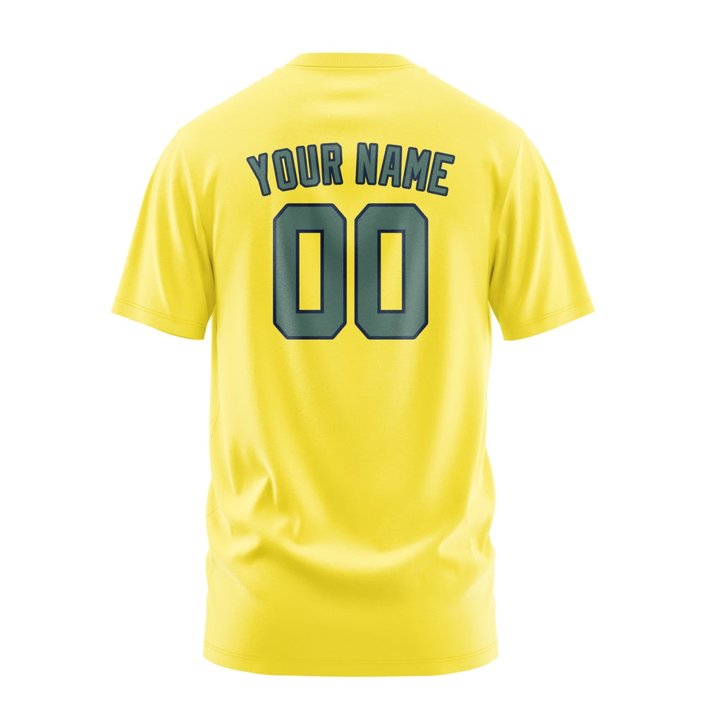 Custom Light Yellow Blue Green T-Shirt