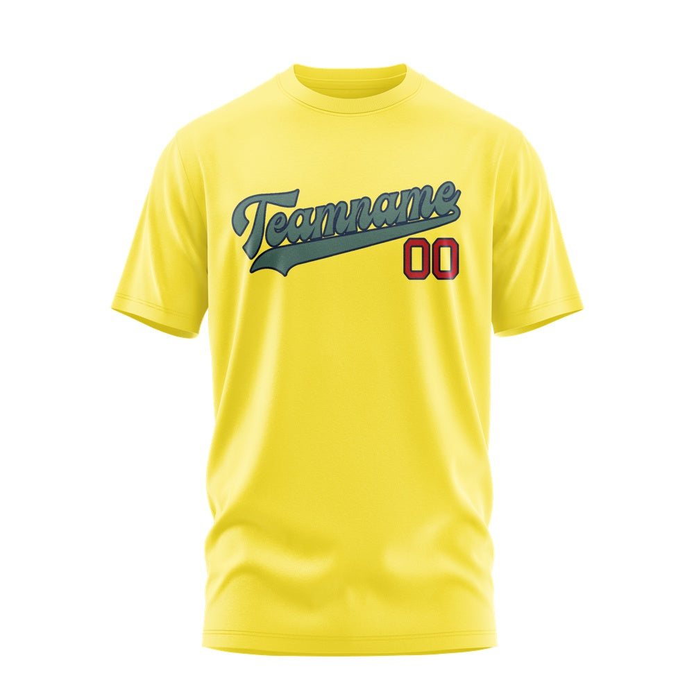 Custom Light Yellow Blue Green T-Shirt