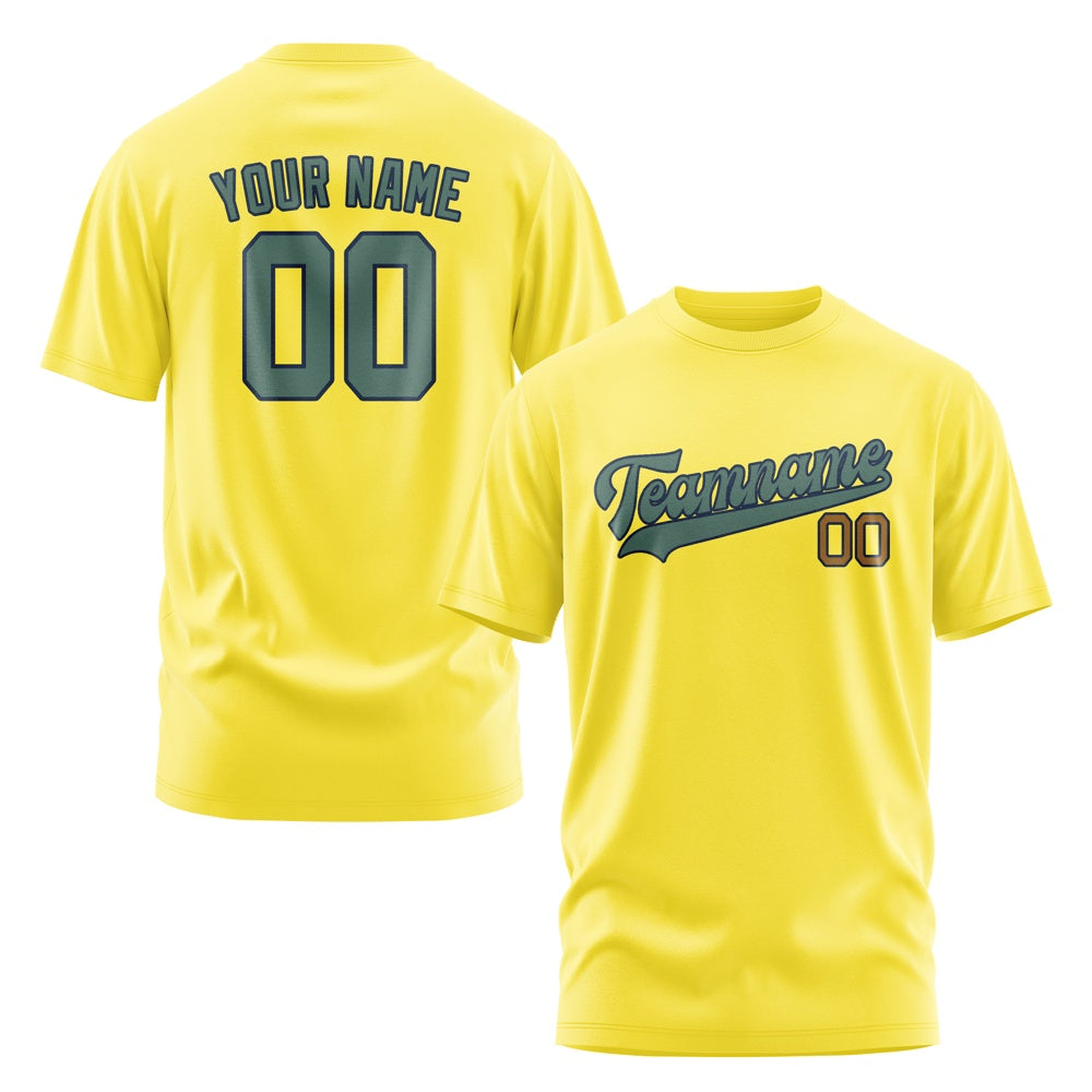 Custom Light Yellow Blue Green T-Shirt