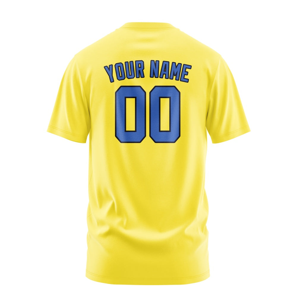 Custom Light Yellow Sky Blue T-Shirt