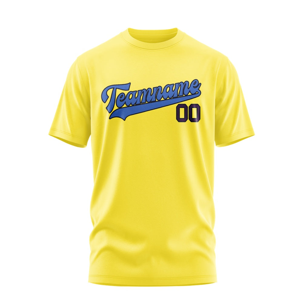 Custom Light Yellow Sky Blue T-Shirt