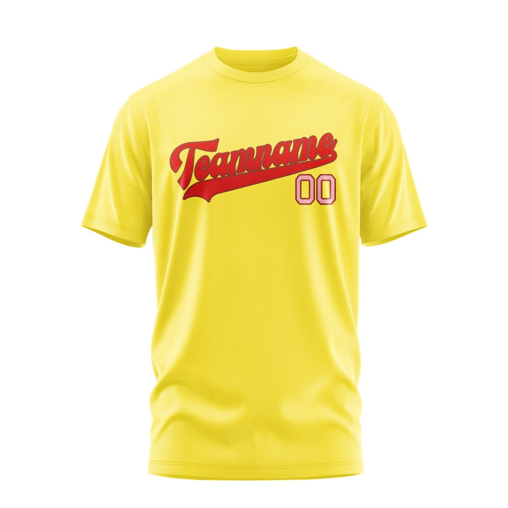 Custom Light Yellow Orange Red T-Shirt