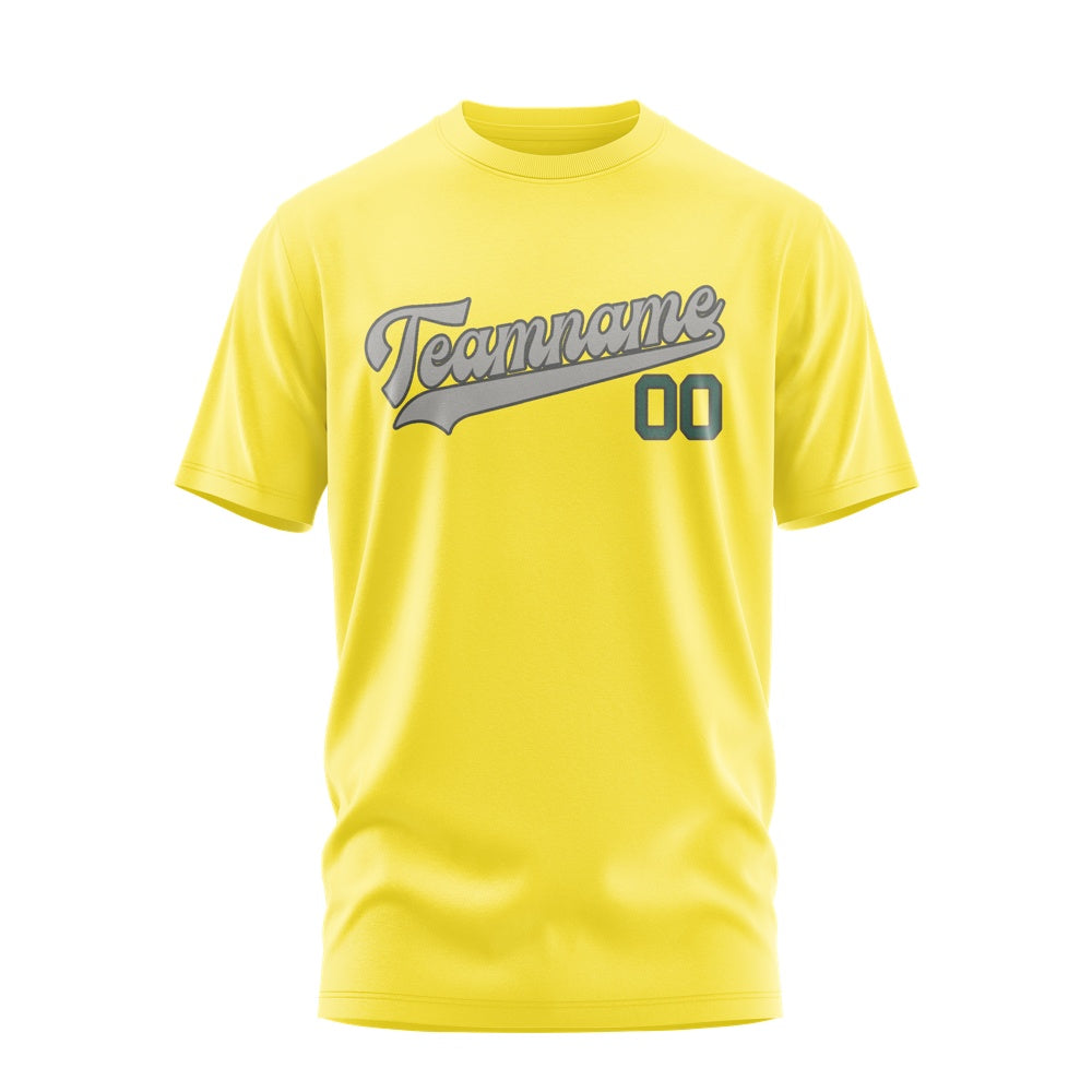 Custom Light Yellow Gray T-Shirt