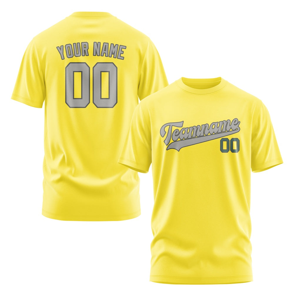 Custom Light Yellow Gray T-Shirt