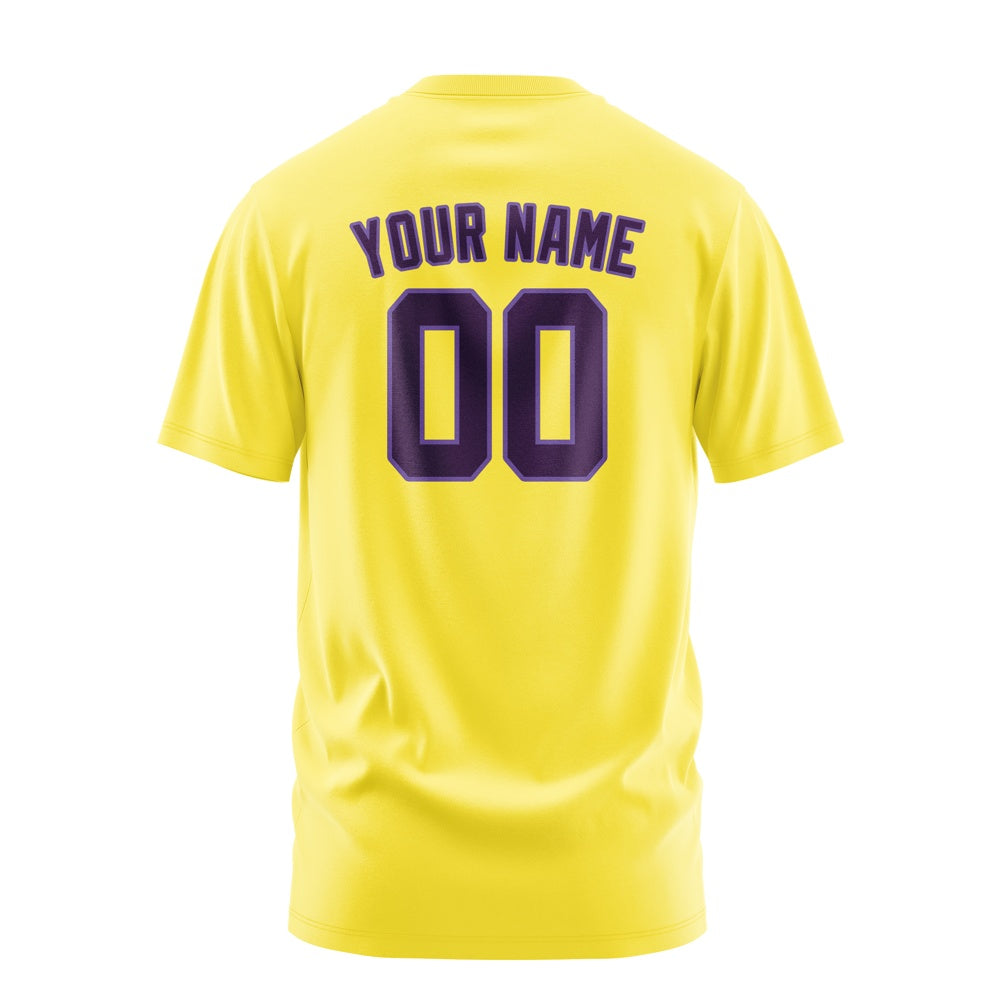 Custom Light Yellow Purple T-Shirt