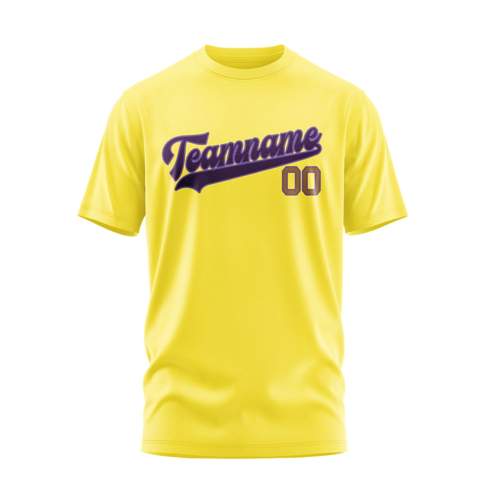 Custom Light Yellow Purple T-Shirt