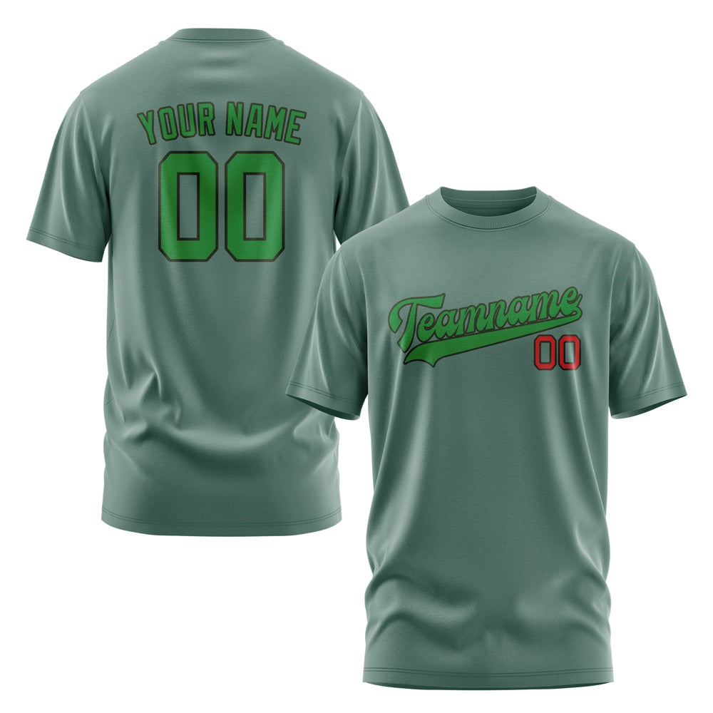 Custom Blue Green Emerald Green T-Shirt
