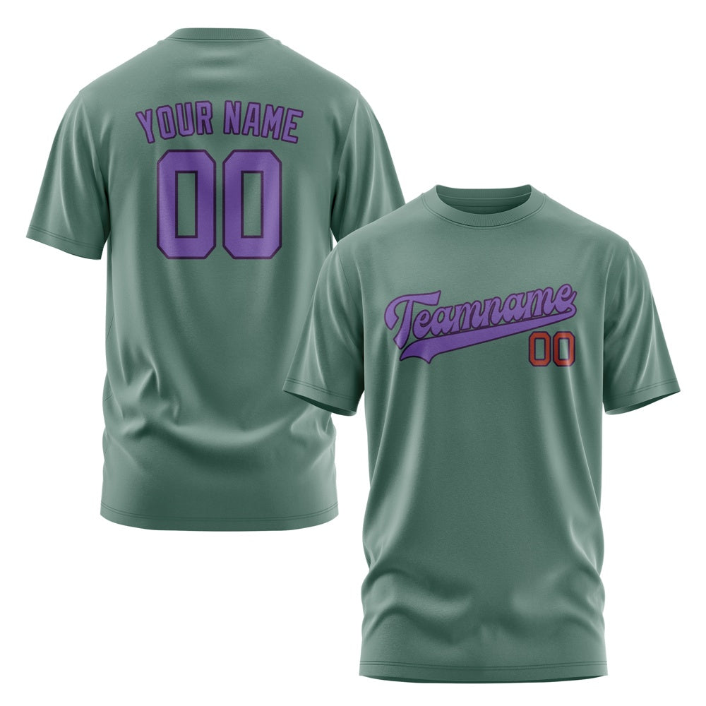 Custom Blue Green Light Purple T-Shirt