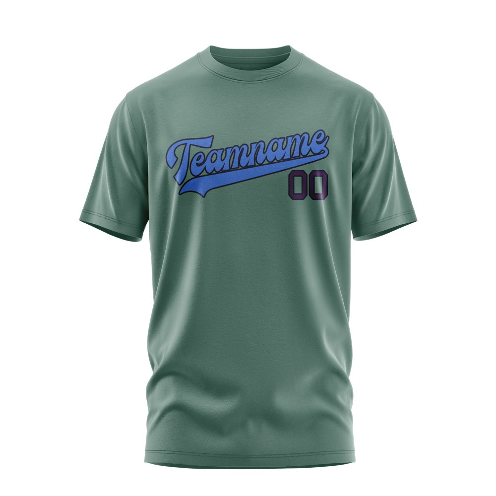 Custom Blue Green Sky Blue T-Shirt