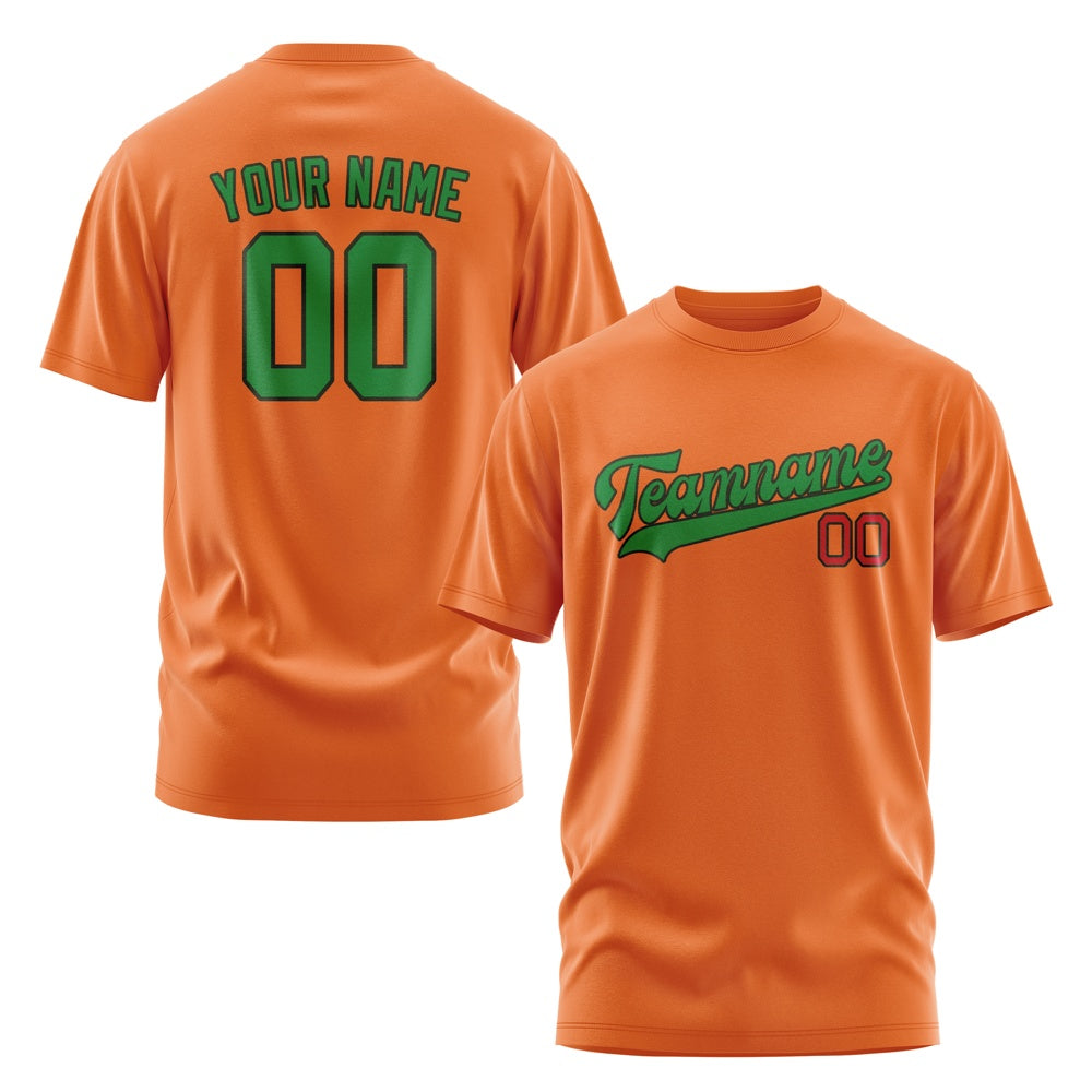 Custom Orange Emerald Green T-Shirt