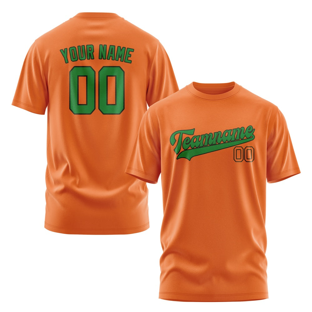 Custom Orange Emerald Green T-Shirt