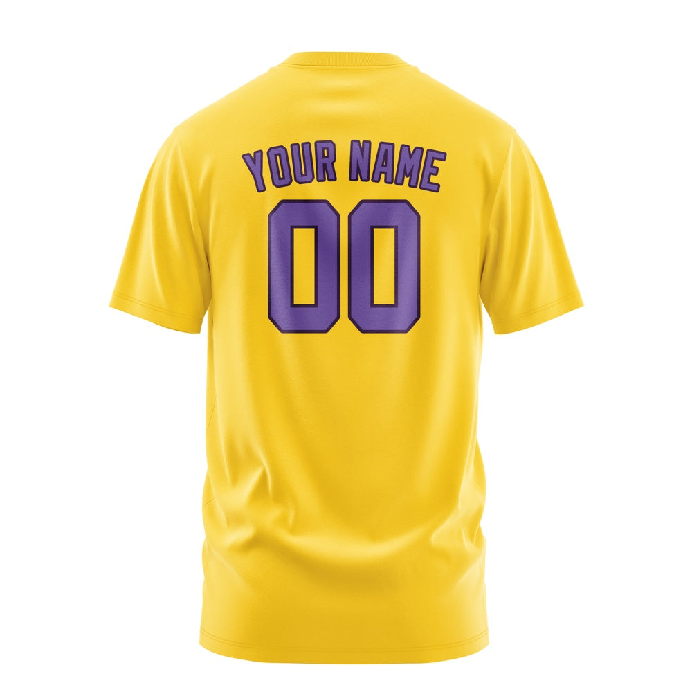 Custom Gold Light Purple T-Shirt